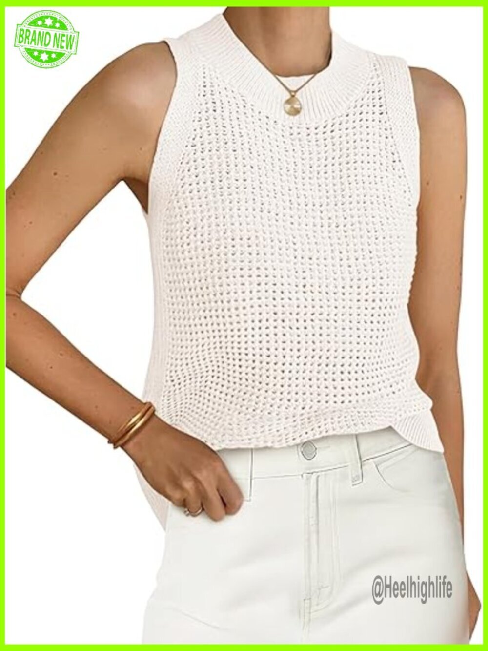 Crochet Hollow Out Tank Top Sleeveless Summer Sweater Vest Boho